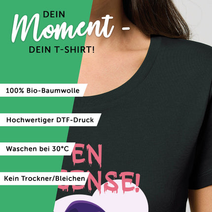 SEO. Bedrucktes T-Shirt für Damen - So viele Idioten - Schwarz Linkreich