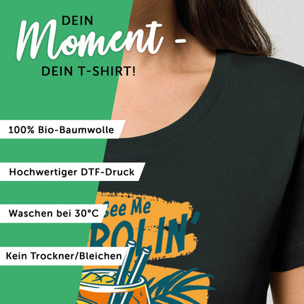 SEO. Bedrucktes T-Shirt für Damen - They see me aperolin - Weiß Linkreich