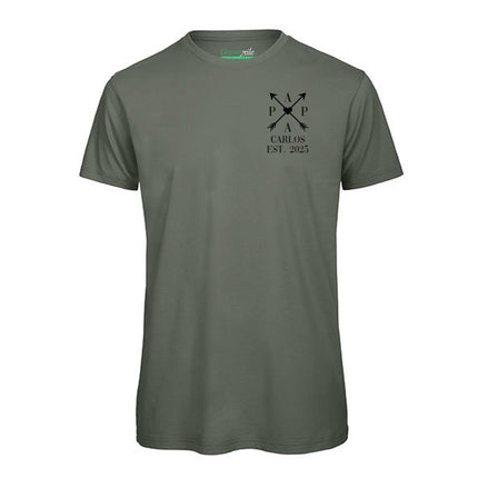SEO. Bedrucktes T-Shirt für Herren - PAPA EST. Kreuzpfeile - Khaki Linkreich