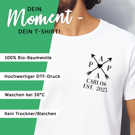 SEO. Bedrucktes T-Shirt für Herren - PAPA EST. Kreuzpfeile - Lila Linkreich