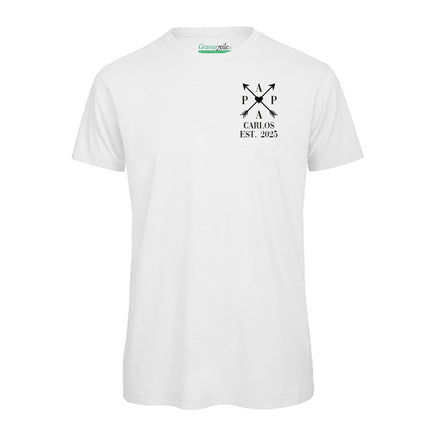 SEO. Bedrucktes T-Shirt für Herren - PAPA EST. Kreuzpfeile - Weiß Linkreich