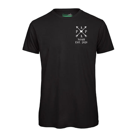 SEO. Bedrucktes T-Shirt für Herren - PAPA EST. Kreuzpfeile - Schwarz Linkreich