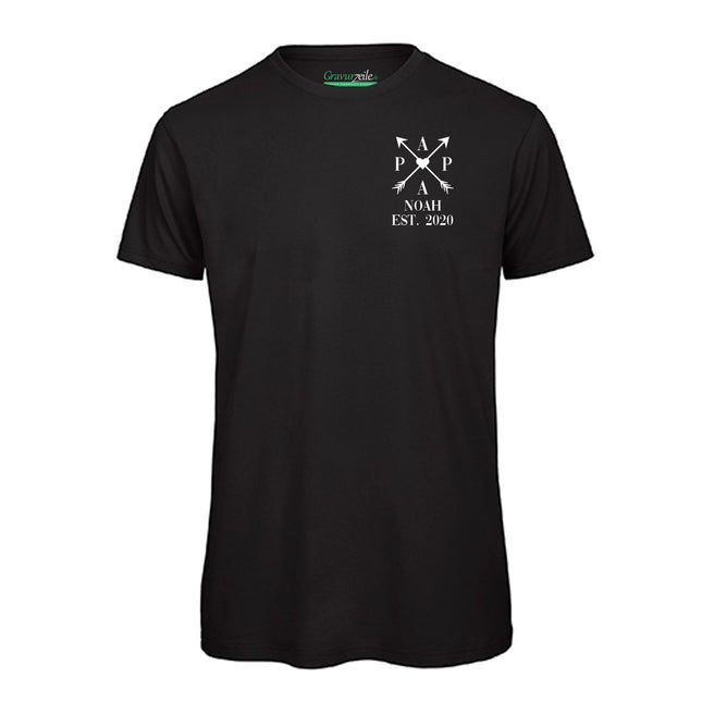 SEO. Bedrucktes T-Shirt für Herren - PAPA EST. Kreuzpfeile - Schwarz Linkreich