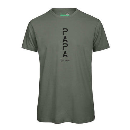SEO. Bedrucktes T-Shirt für Herren - PAPA EST. Space - Khaki Linkreich