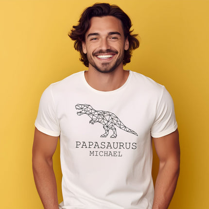 SEO. Bedrucktes T-Shirt für Herren - PAPASAURUS - Lila Linkreich