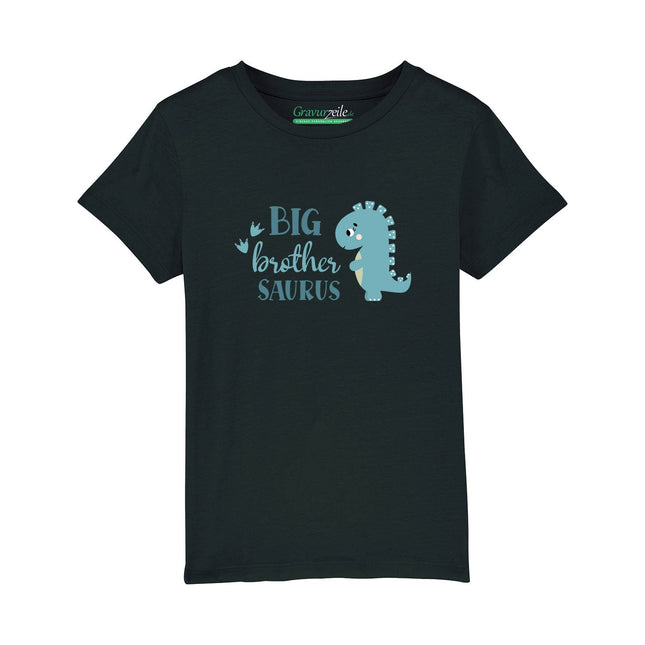SEO. Bedrucktes T-Shirt für Kinder - Big Brother Saurus - Schwarz Linkreich