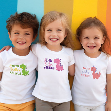SEO. Bedrucktes T-Shirt für Kinder - Big Sister Saurus - Weiß Linkreich