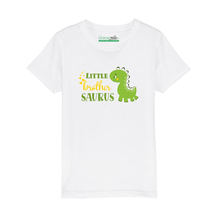SEO. Bedrucktes T-Shirt für Kinder - Little Brother Saurus - Weiß Linkreich
