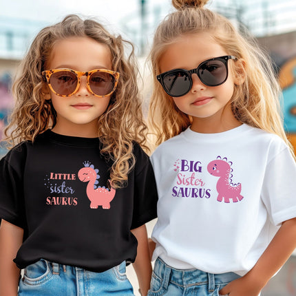 SEO. Bedrucktes T-Shirt für Kinder - Little Sister Saurus - Schwarz Linkreich
