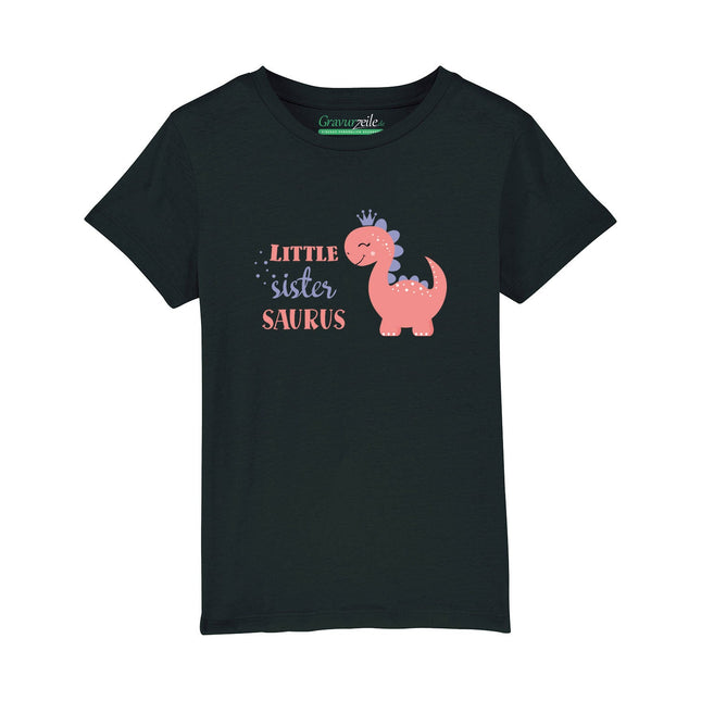 SEO. Bedrucktes T-Shirt für Kinder - Little Sister Saurus - Schwarz Linkreich