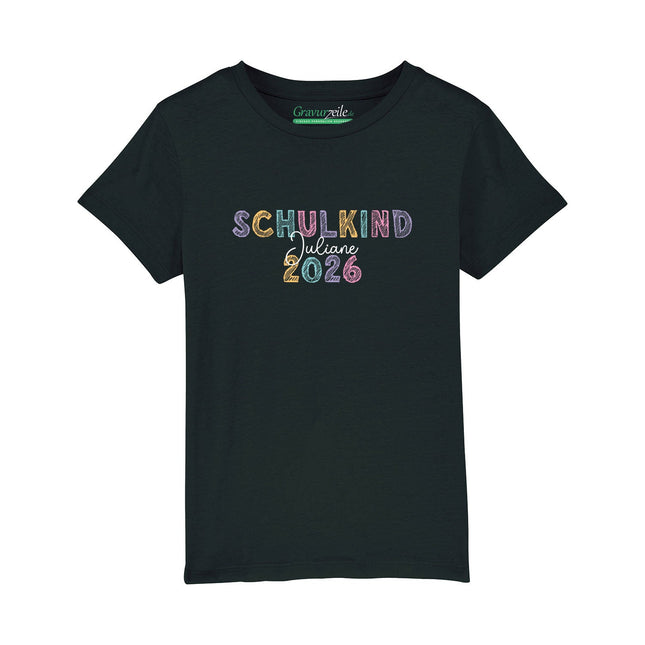 SEO. Bedrucktes T-Shirt für Kinder - Schulkind Kreide - Pastell Linkreich