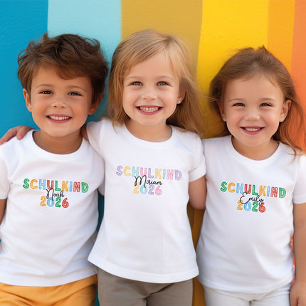 SEO. Bedrucktes T-Shirt für Kinder - Schulkind Kreide - Pastell Linkreich