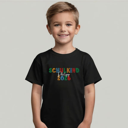 SEO. Bedrucktes T-Shirt für Kinder - Schulkind Kreide - Pastell Linkreich