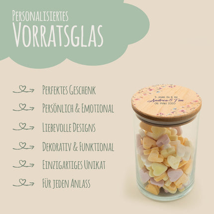 SEO. Bedrucktes Vorratsglas mit Holzdeckel - Pastell Flowers - Groß Linkreich
