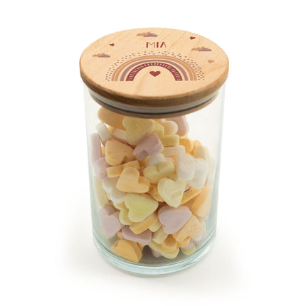 SEO. Bedrucktes Vorratsglas mit Holzdeckel - Regenbogen - Groß Linkreich