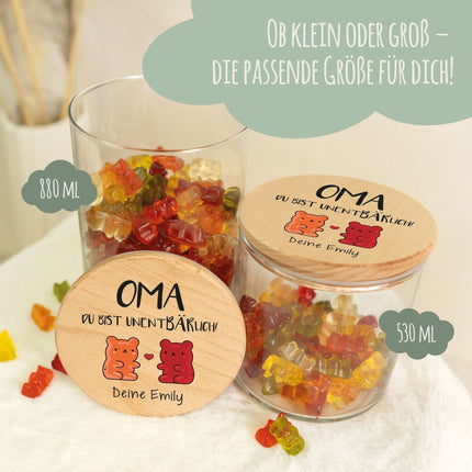 SEO. Bedrucktes Vorratsglas mit Holzdeckel - UnentBÄRlich - Klein Linkreich