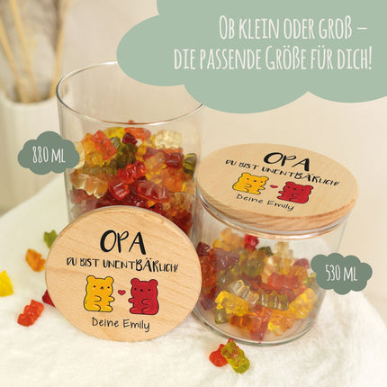 SEO. Bedrucktes Vorratsglas mit Holzdeckel - UnentBÄRlich - Klein Linkreich