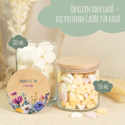 SEO. Bedrucktes Vorratsglas mit Holzdeckel - Wild Flowers - Groß Linkreich