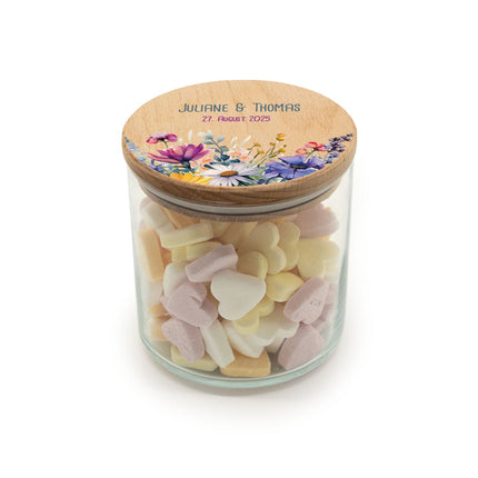 SEO. Bedrucktes Vorratsglas mit Holzdeckel - Wild Flowers - Klein Linkreich