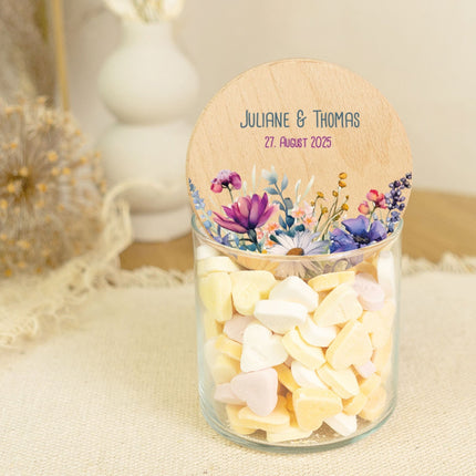 SEO. Bedrucktes Vorratsglas mit Holzdeckel - Wild Flowers - Groß Linkreich