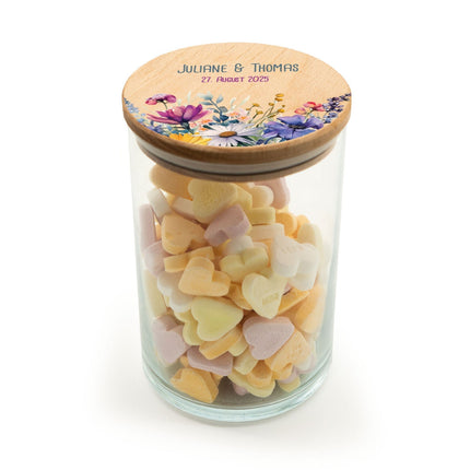 SEO. Bedrucktes Vorratsglas mit Holzdeckel - Wild Flowers - Groß Linkreich