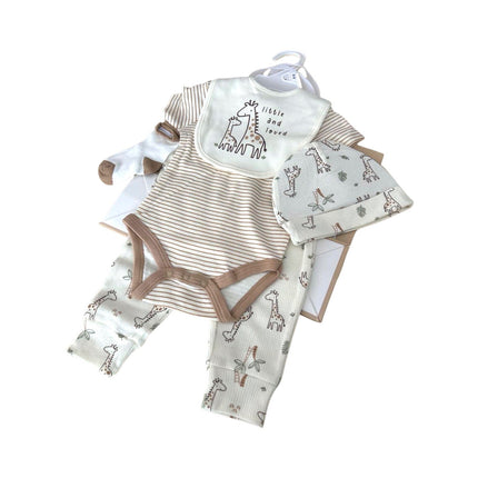 Baby Starter-Set » Geschenk Set aus Body, Hose, Lätzchen, Socken & Mütze » Geschenkidee für Babyparty » Baby Geschenk-Set für die Babyparty