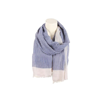 Sommer Damen Schal » Maritime Streifen » leichter Sommerschal 180 x 70 cm » Halstuch mit blauen Streifen » Damenschal weich & dünn