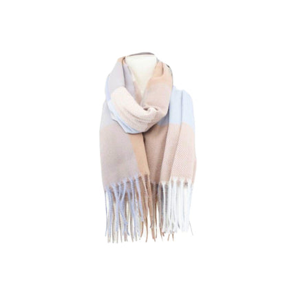 Winter Damen Schal » Cashmera Soft » Winterschal Karo Muster » Damenschal » Fransenschal 180 x 65 cm