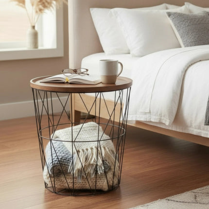 Beistelltisch Couchtisch Stauraumtisch Metalltisch mit Holzplatte Nussbaum schwarz 37x39 (Beistelltisch) kaufen bei Linkreich – Jetzt entdecken!