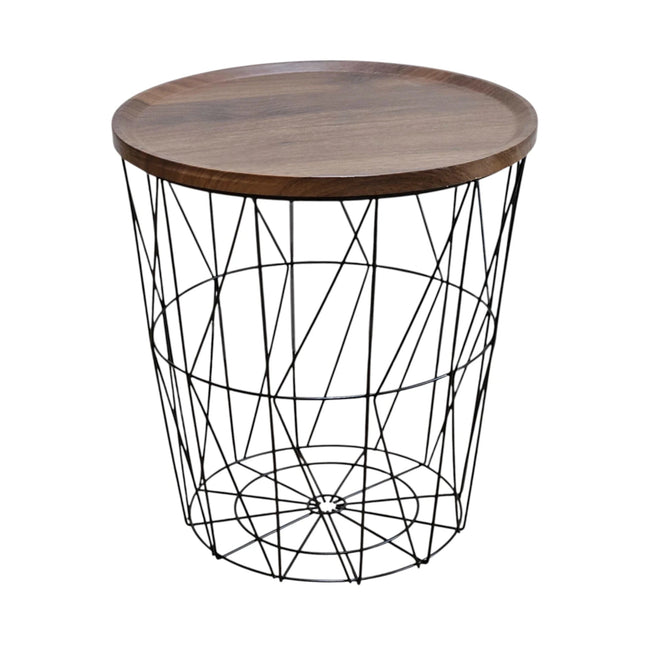 Beistelltisch Couchtisch Stauraumtisch Metalltisch mit Holzplatte Nussbaum schwarz 37x39 (Beistelltisch) kaufen bei Linkreich – Jetzt entdecken!