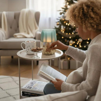 Beistelltisch Metalltisch beige rund 37x42 cm mit Tablett Tisch Ablagefläche Couchtisch (Beistelltisch) kaufen bei Linkreich – Jetzt entdecken!