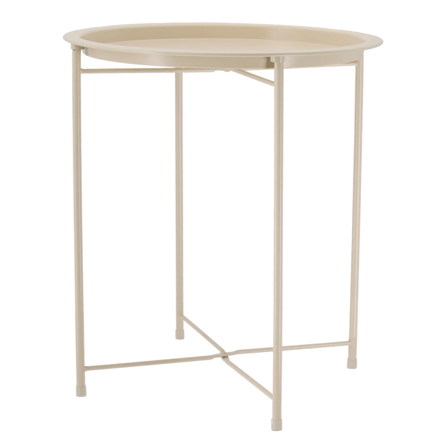 Beistelltisch Metalltisch beige rund 37x42 cm mit Tablett Tisch Ablagefläche Couchtisch (Beistelltisch) kaufen bei Linkreich – Jetzt entdecken!