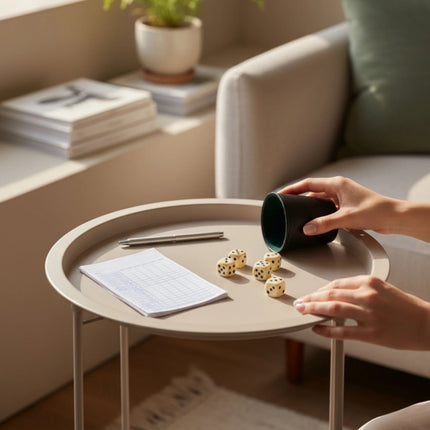 Beistelltisch Metalltisch beige rund 37x42 cm mit Tablett Tisch Ablagefläche Couchtisch (Beistelltisch) kaufen bei Linkreich – Jetzt entdecken!