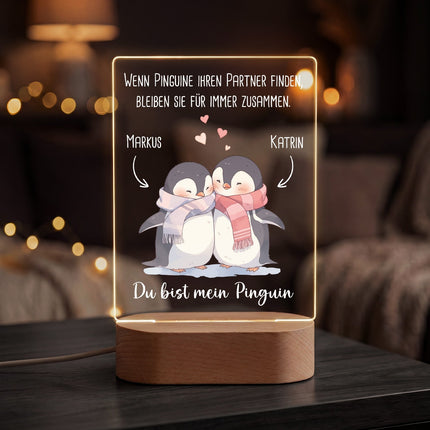 SEO. Beleuchtetes LED Acrylglas - Du bist mein Pinguin mit Namen - Linkreich