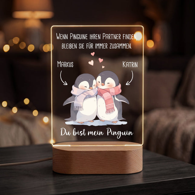 SEO. Beleuchtetes LED Acrylglas - Du bist mein Pinguin mit Namen - Linkreich