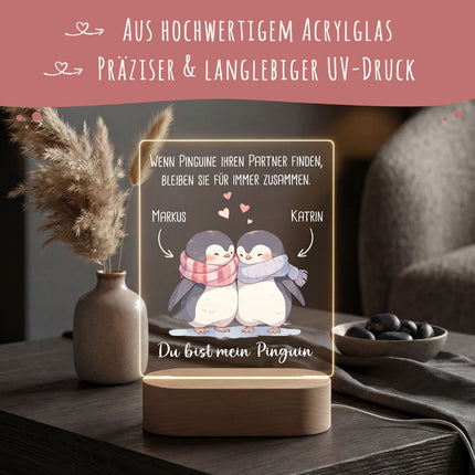 SEO. Beleuchtetes LED Acrylglas - Du bist mein Pinguin mit Namen - Linkreich