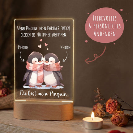 SEO. Beleuchtetes LED Acrylglas - Du bist mein Pinguin mit Namen - Linkreich