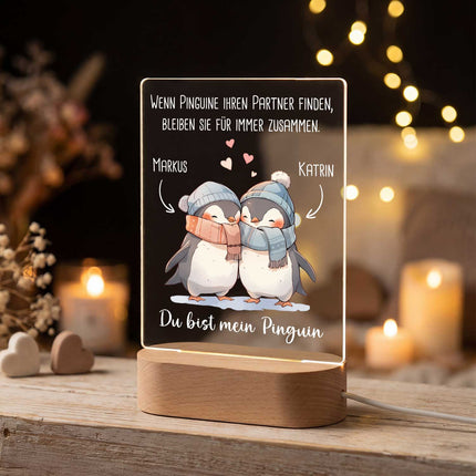 SEO. Beleuchtetes LED Acrylglas - Du bist mein Pinguin mit Namen - Linkreich