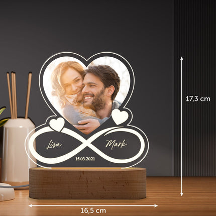 SEO. Beleuchtetes LED Acrylglas mit Foto, Namen & Datum - Unendlichkeit - Linkreich