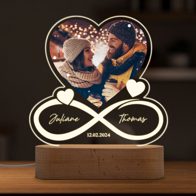SEO. Beleuchtetes LED Acrylglas mit Foto, Namen & Datum - Unendlichkeit - Linkreich