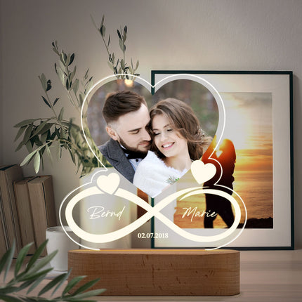 SEO. Beleuchtetes LED Acrylglas mit Foto, Namen & Datum - Unendlichkeit - Linkreich
