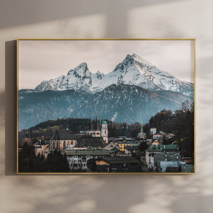Berchtesgaden Print – Watzmann Mountain and Bavarian Town Wall Art