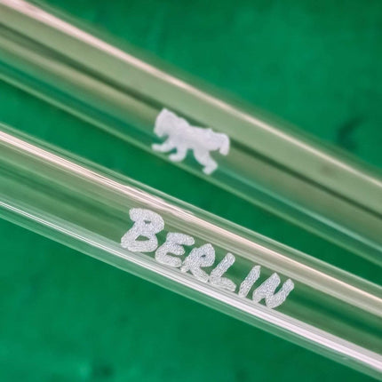 SEO. Berlin Edition 6x Glasstrohhalme mit gravierten Motiven - 15cm, 20cm, 23cm - 20 cm Linkreich