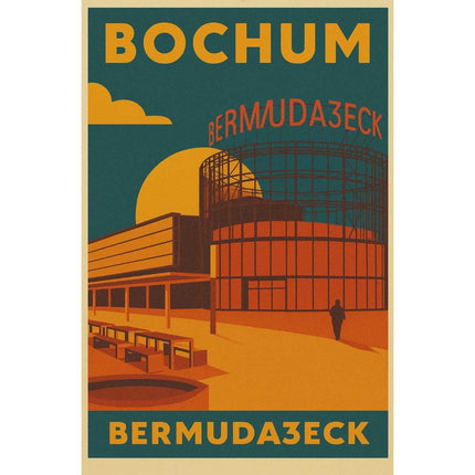 SEO. Bermuda3Eck Bochum – Retro Poster im 70er - Stil - Poster (230 g/m²) Linkreich