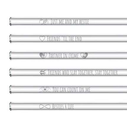 Best Friends Glasstrohhalme - 6 liebevolle Sprüche für deine Beste Freundin in englisch (Glastrinkhalme) kaufen bei Linkreich – Jetzt entdecken!