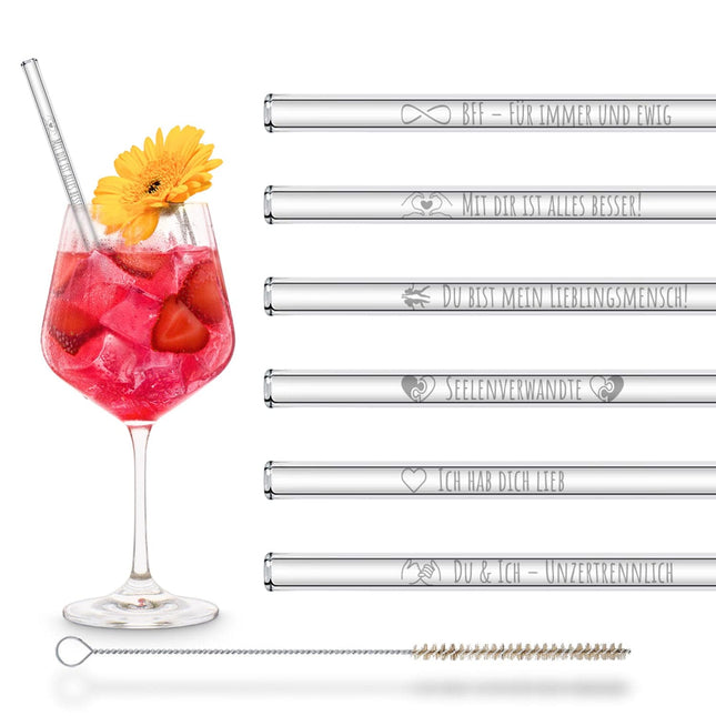 Beste Freundin Glasstrohhalme - 6 liebevolle Sprüche für deine Beste Freundin (Glastrinkhalme) kaufen bei Linkreich – Jetzt entdecken!