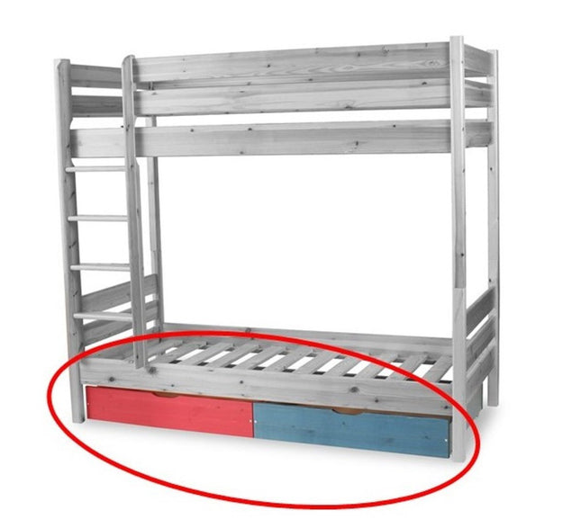 SEO. Bettkasten Leo Geschwisterbett Hochbett | 2 Etagenbett | Kinderbett | Zwillingsbett 2x90x200 cm - Natur Linkreich