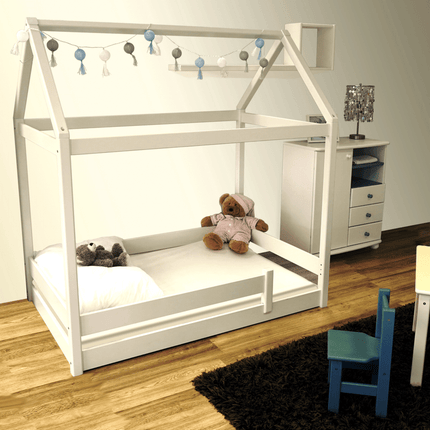 SEO. Bettkasten Solis Kinderbett - Hausbett | Massivholz | Naturholz | 100% Bio - Bett - Natur Linkreich