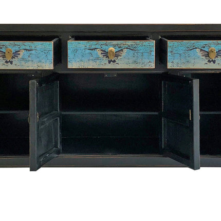 Vintage Asia Orientalische Kommode Sideboard Schrank Türkisblau - Art. 34372-5