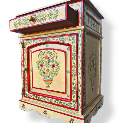 Vintage Asia Handbemaltes Indisches Kästchen Nachttisch - Art. Chest_IRF